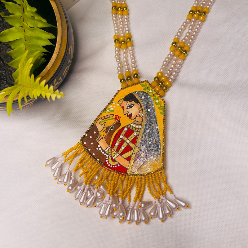 Mithila Handpainted Haldi Yellow (Necklace) - KHOJ.CITY