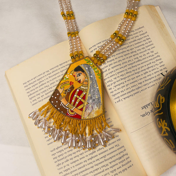 Mithila Handpainted Haldi Yellow (Necklace) - KHOJ.CITY