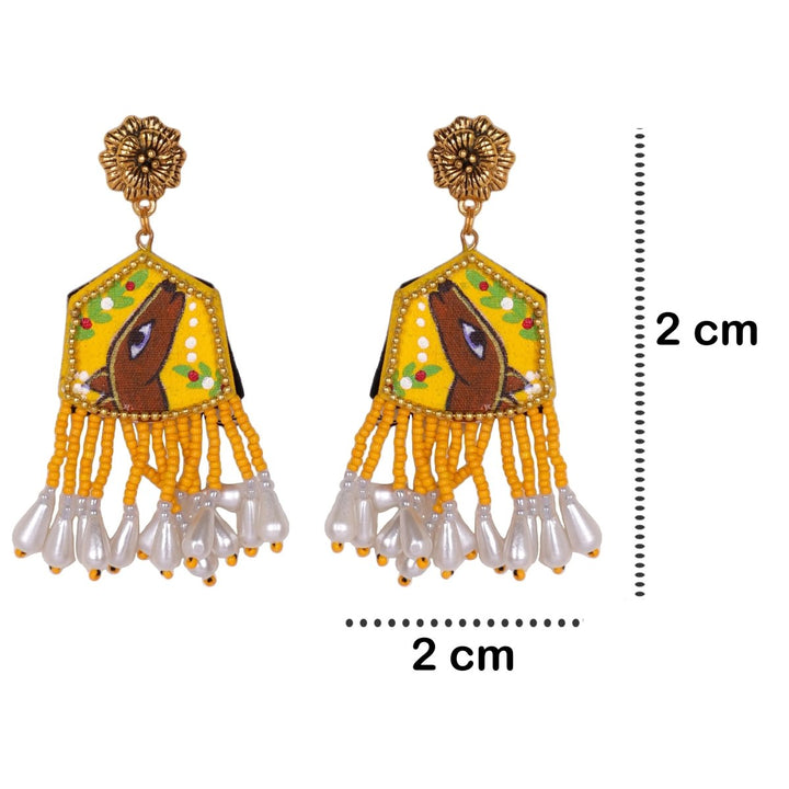 Mithila Traditional Haldi Yellow Handmade Drop (Earrings) HP-ER-