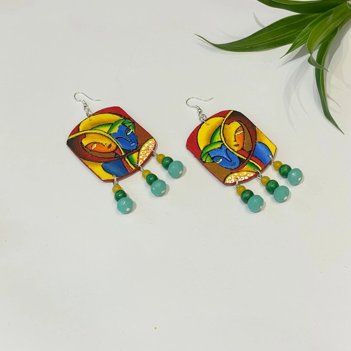 Modern Brij Ke Kanha Traditional Multi Color Hand Painted (Earrings) HP - ER - 031 - KHOJ.CITY