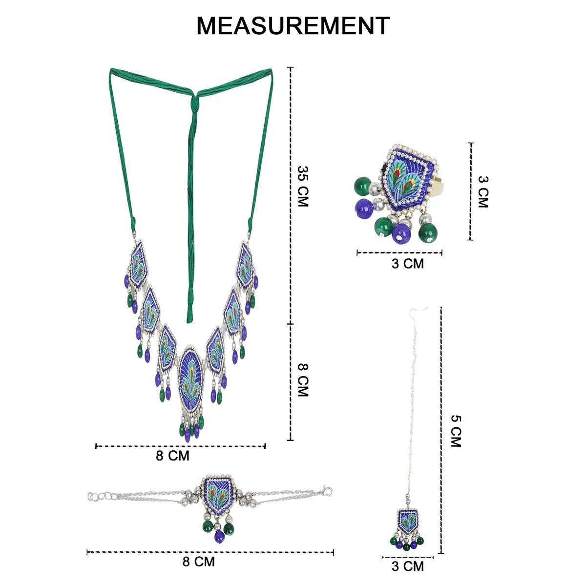 Mor Blue Classic Handmade Bridal Jewelry (Shaadi Set) - KHOJ.CITY