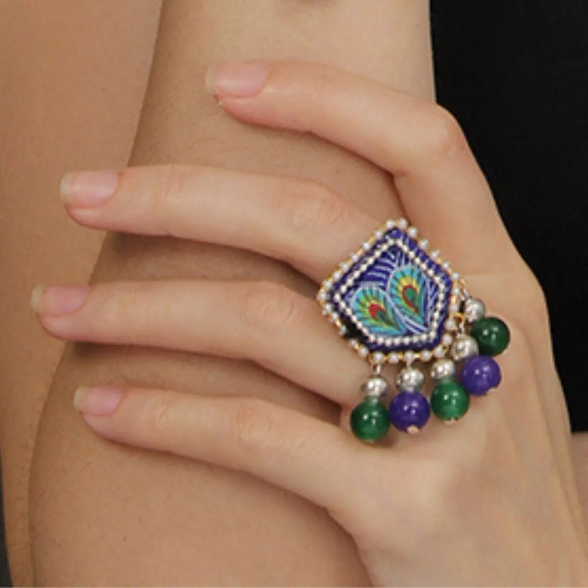 Mor Classic Blue Hand Painted (Ring) HP - RG - KHOJ.CITY