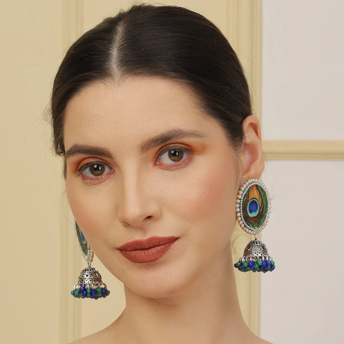 Mor Pankh Traditional Multi Color Hand Painted Drop (Earrings) HP - ER - KHOJ.CITY