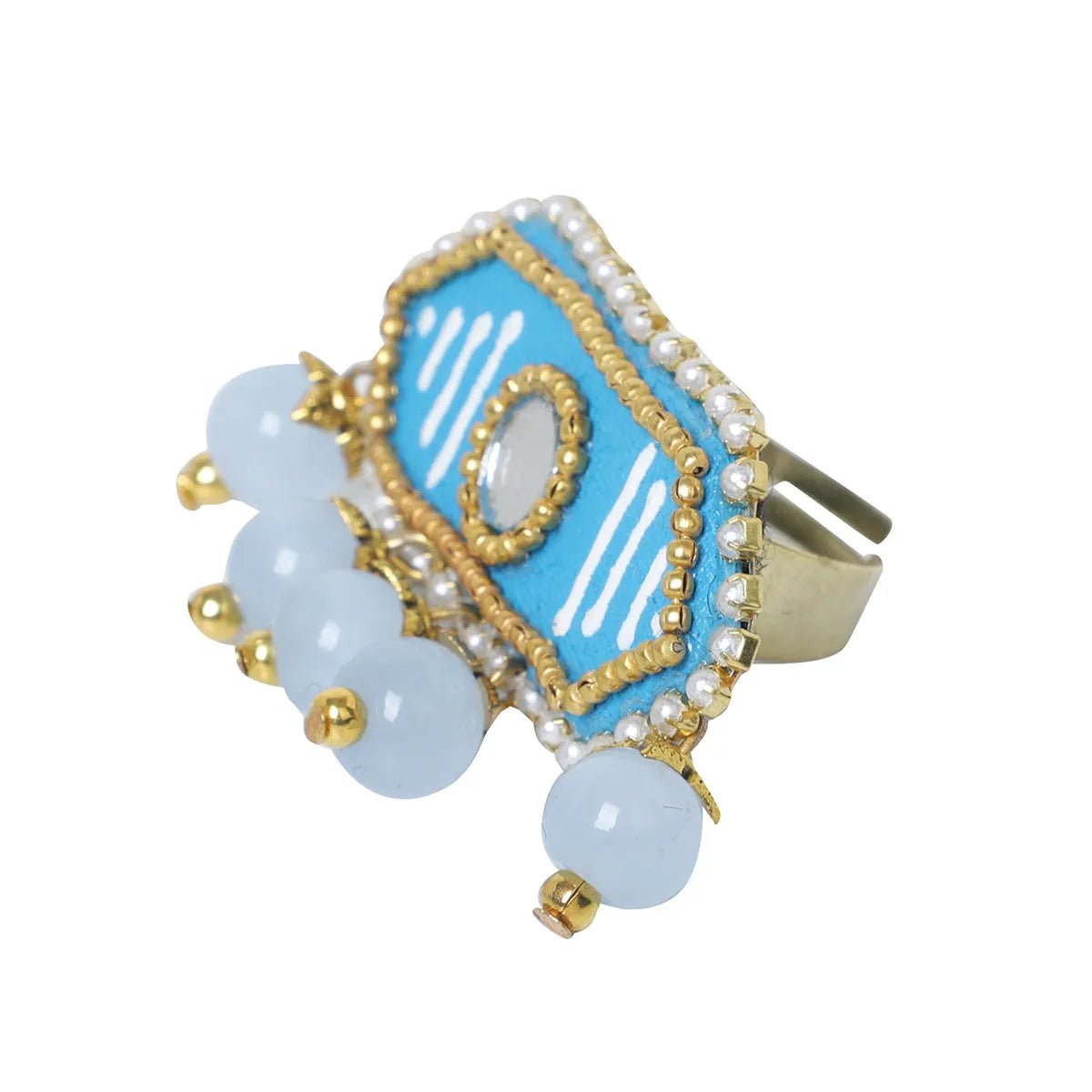 Nalini Blue Classic Hand Painted (Ring) HP - RG - KHOJ.CITY