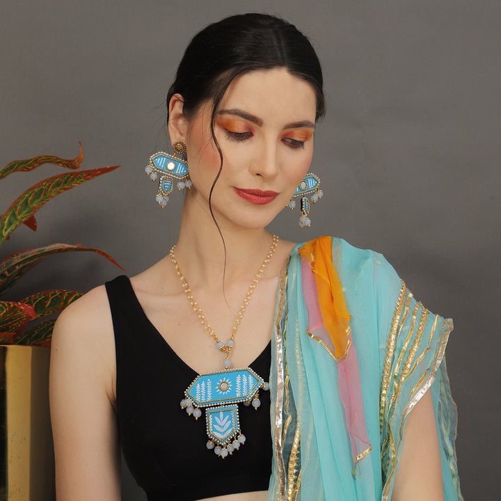 Nalini Blue Hand Painted (Necklace set) HP-NP-