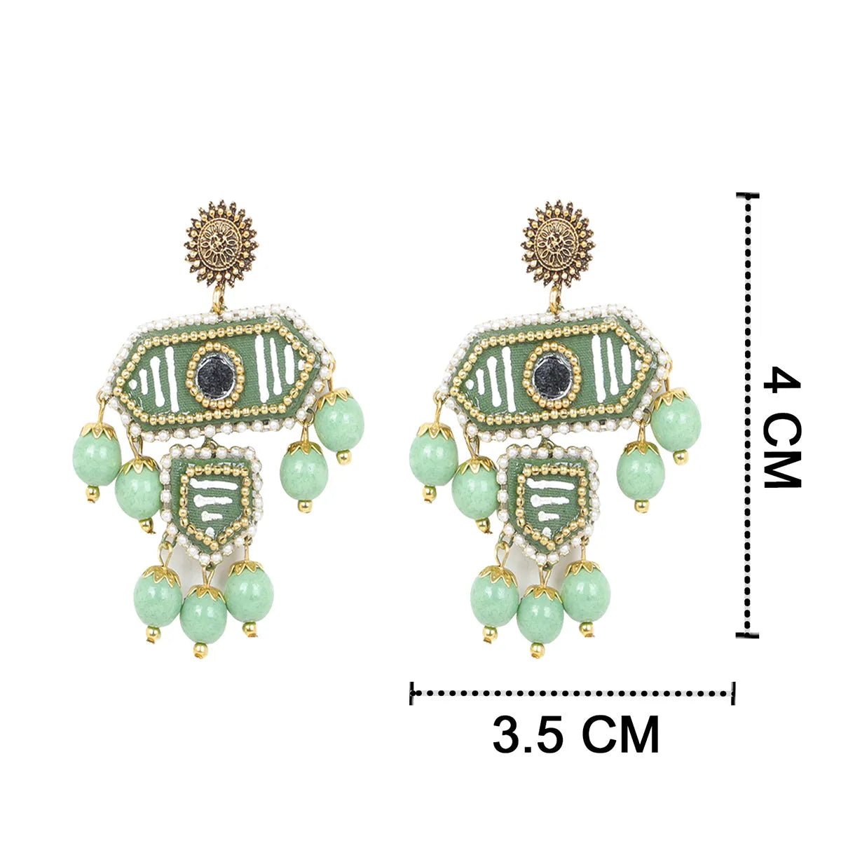 Nalini Green Classic Hand Painted Bridal Jewelry (Shaadi Set) - KHOJ.CITY