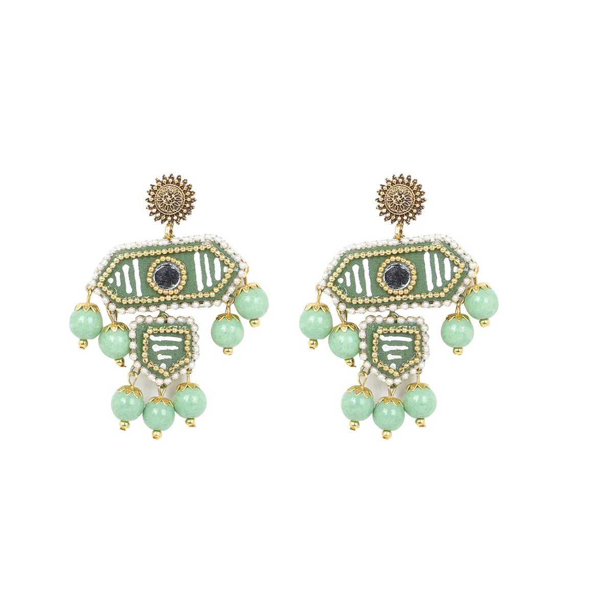 Nalini Green Classic Hand Painted Bridal Jewelry (Shaadi Set) - KHOJ.CITY