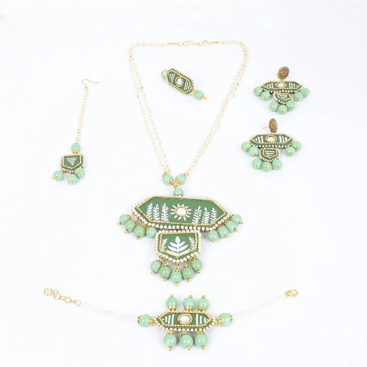 Nalini Green Classic Hand Painted Bridal Jewelry (Shaadi Set)