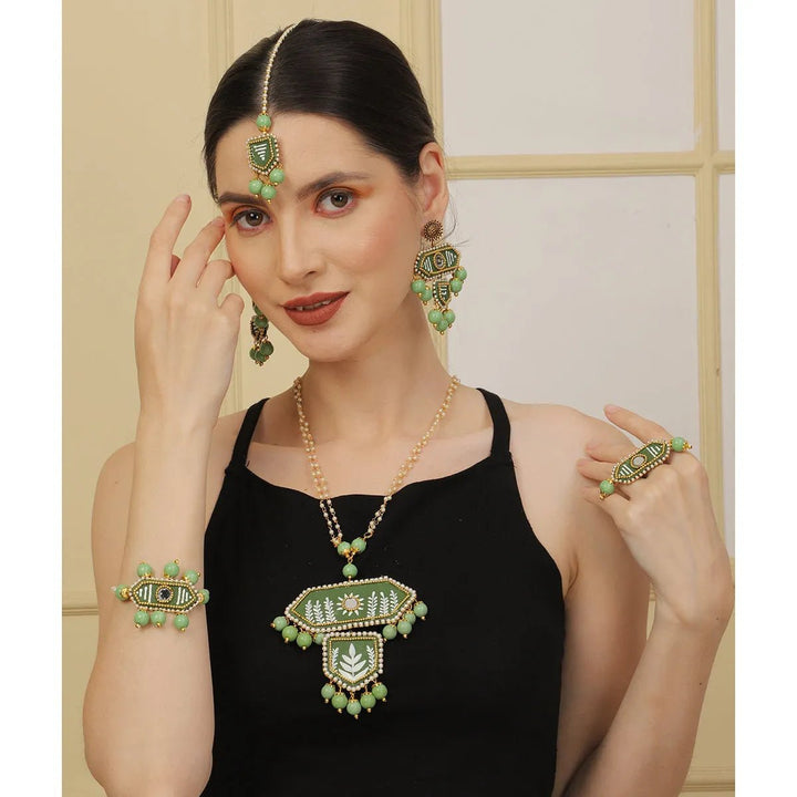 Nalini Green Classic Hand Painted Bridal Jewelry (Shaadi Set)