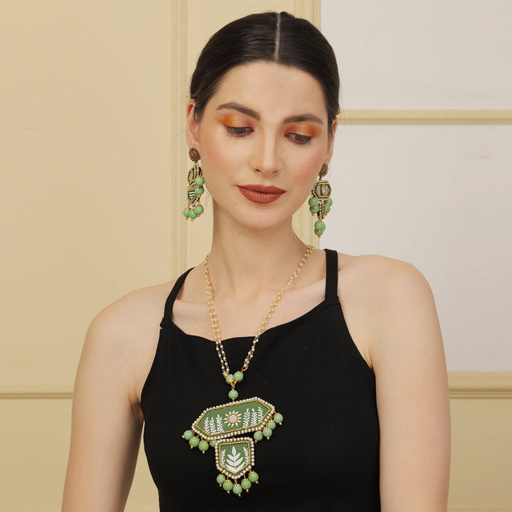 Nalini Green Hand Painted (Necklace set) HP-NP-