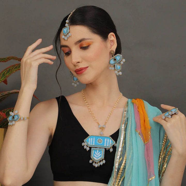 Nalini Traditional Blue Hand Painted Drop (Shaadi Set) HP-NP