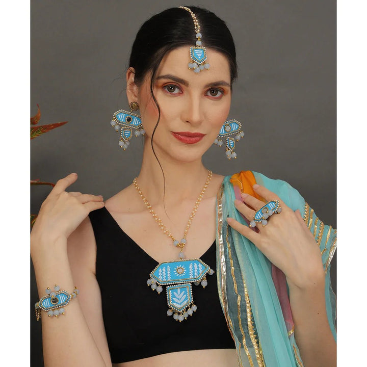 Nalini Traditional Blue Hand Painted Drop (Shaadi Set) HP-NP