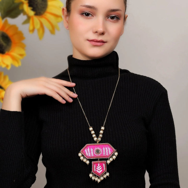 Nalini Traditional Dark Pink Hand Painted Drop (Necklace) HP-NP-197