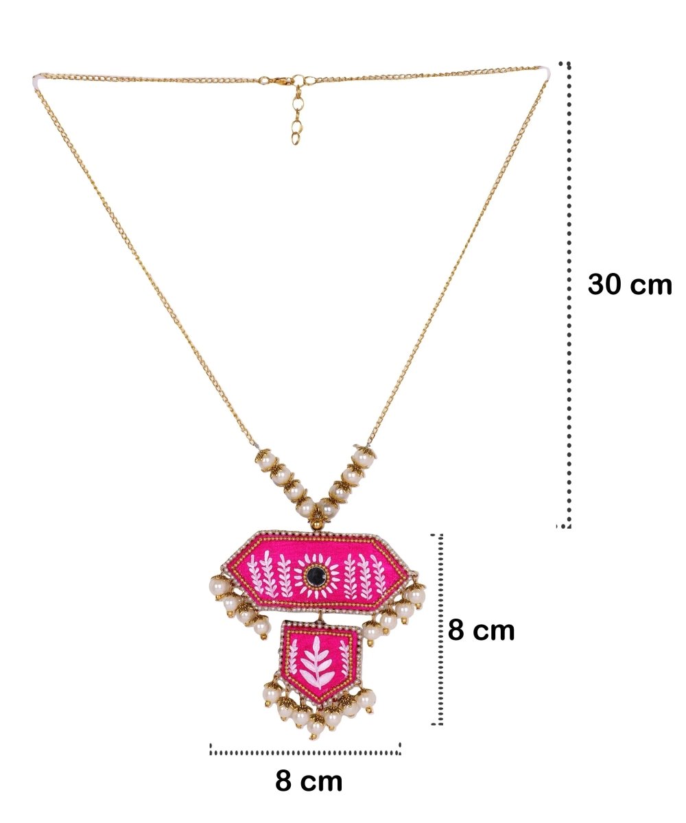 Nalini Traditional Dark Pink Hand Painted Drop (Necklace) HP - NP - 197 - KHOJ.CITY