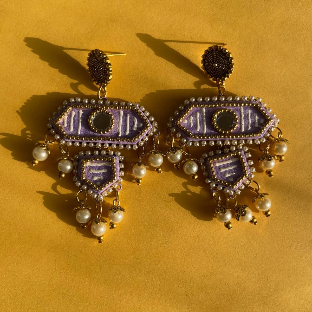 Nalini Traditional Lavender Handmade Drop (Earrings) HP - ER - KHOJ.CITY