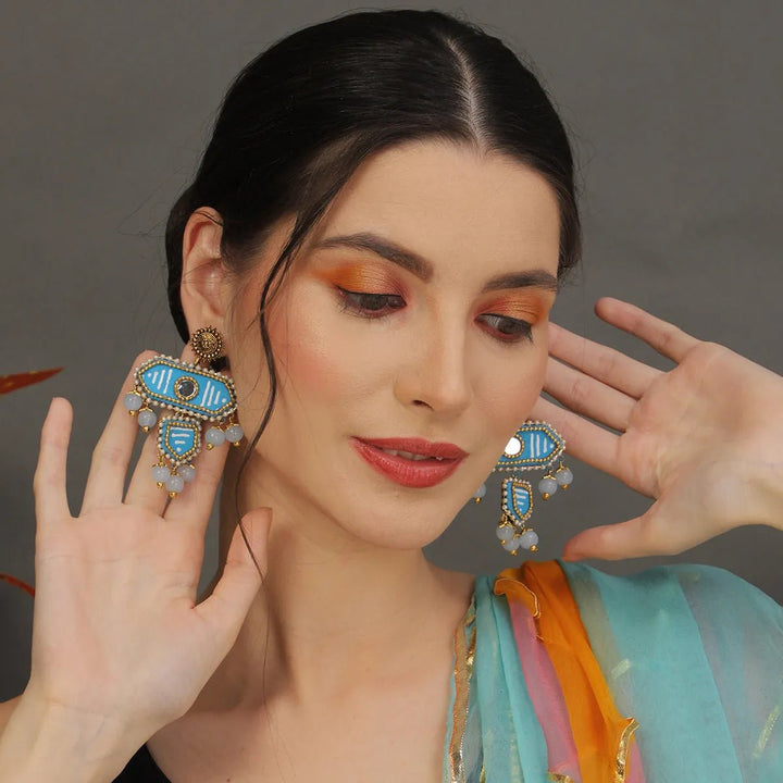 Nalini Traditional Sky Blue Handmade Drop (Earrings) HP-ER-