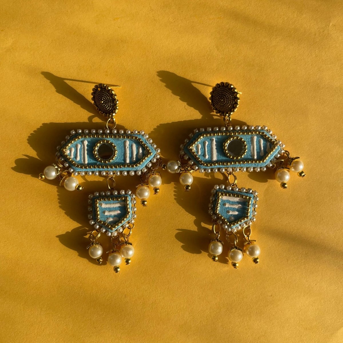 Nalini Traditional Sky Blue Handmade Drop (Earrings) HP - ER - KHOJ.CITY