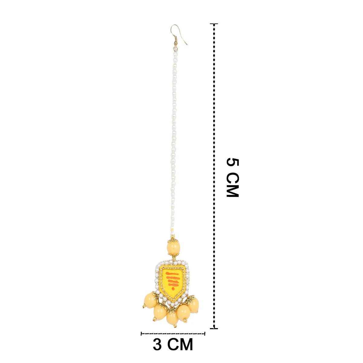 Nalini Yellow Classic Hand Painted Bridal Jewelry (Shaadi Set) - KHOJ.CITY