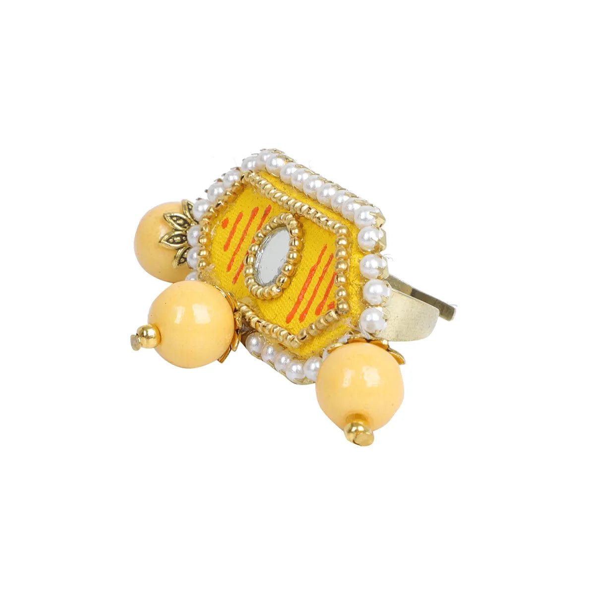 Nalini Yellow Classic Hand Painted Bridal Jewelry (Shaadi Set) - KHOJ.CITY