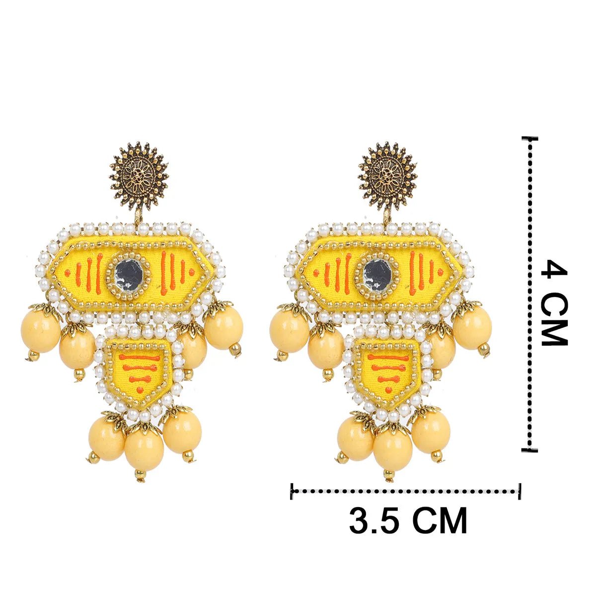 Nalini Yellow Classic Hand Painted Bridal Jewelry (Shaadi Set) - KHOJ.CITY