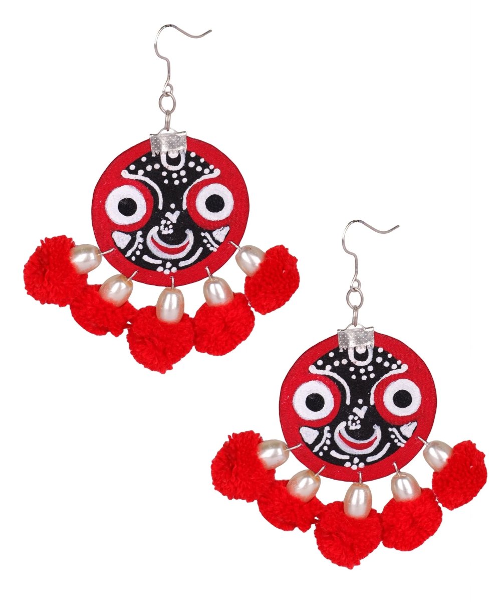 Narayana Jagannath Traditional Multi Color Hand Painted Drop (Earrings) HP - ER - 154 - KHOJ.CITY