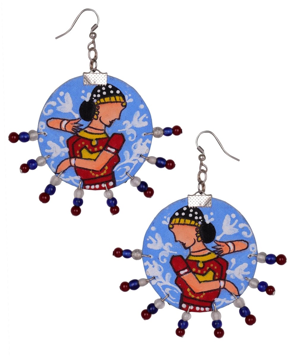 Natyam Traditional Multi Color Hand Painted Drop (Earrings) HP - ER - 143 - KHOJ.CITY