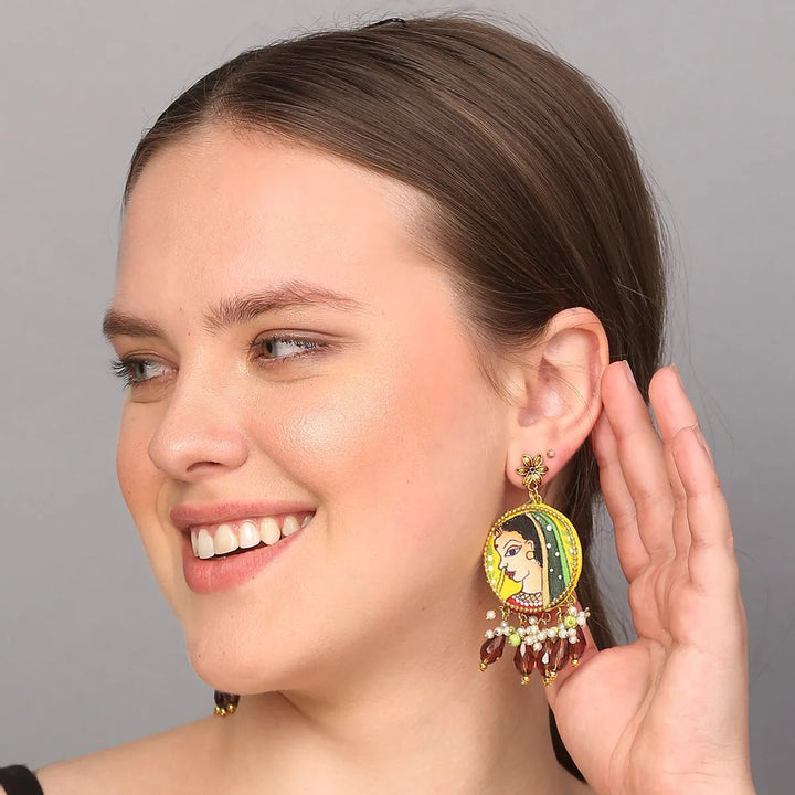 Nayana Haldi Hand Painted Drop (Earrings) HP-ER-146