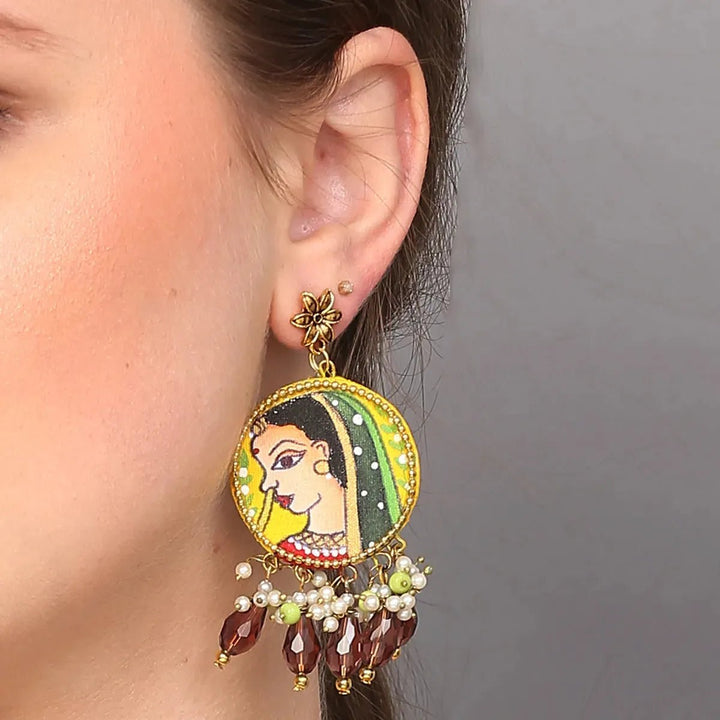Nayana Haldi Hand Painted Drop (Earrings) HP-ER-146