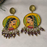 Nayana Handpainted Haldi Yellow (Earrings) - KHOJ.CITY