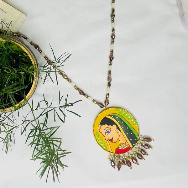 Nayana Handpainted Haldi Yellow (Necklace) - KHOJ.CITY