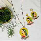 Nayana Handpainted Haldi Yellow (Necklace set) - KHOJ.CITY