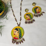 Nayana Handpainted Haldi Yellow (Necklace set) - KHOJ.CITY