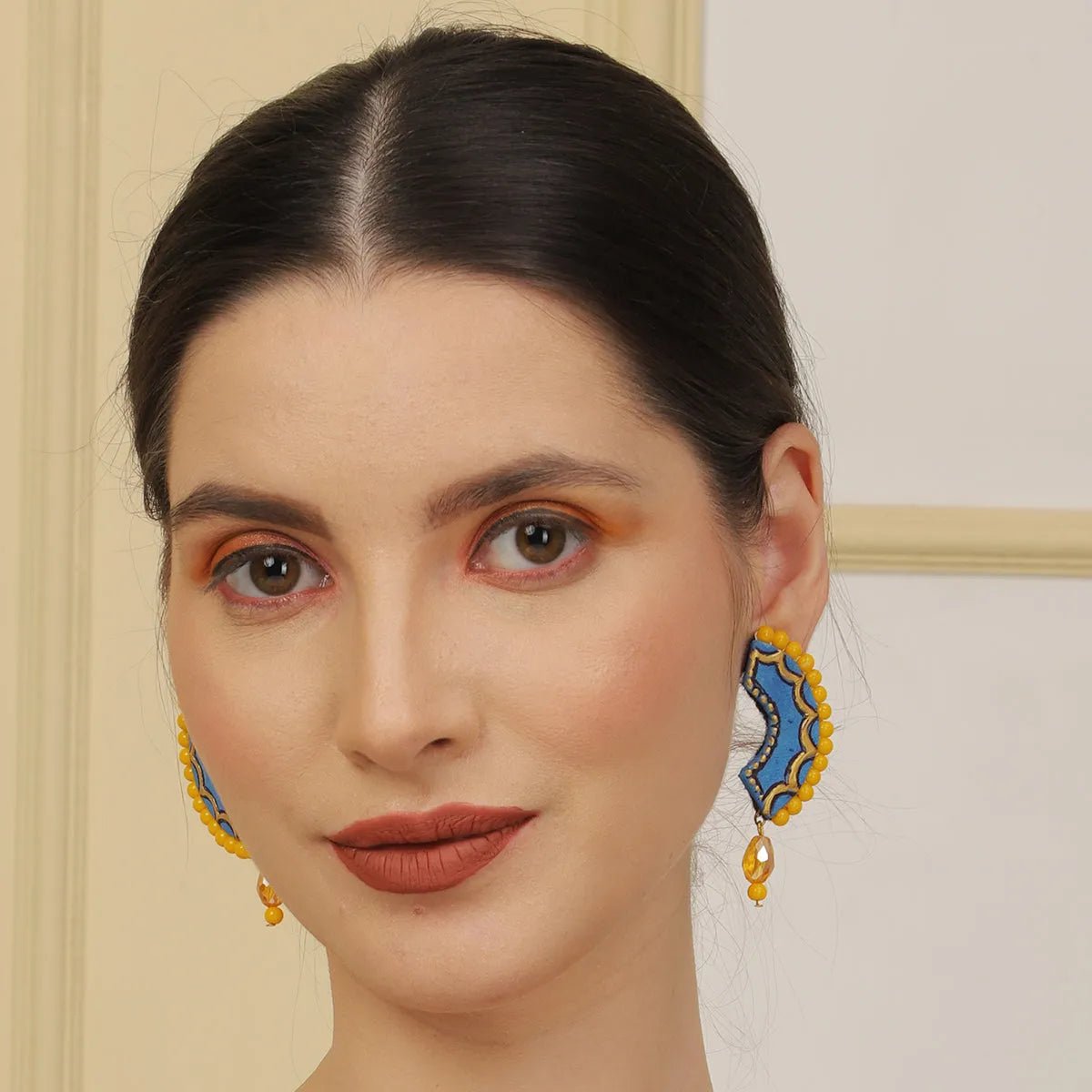 Neela Traditional Multi Color Hand Painted Drop (Earrings) HP - ER - 075 - KHOJ.CITY