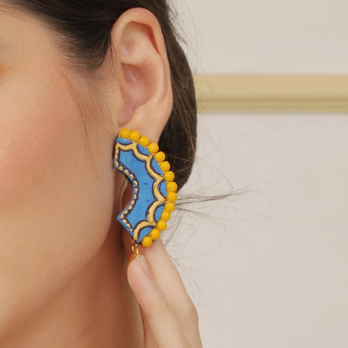 Neela Traditional Multi Color Hand Painted Drop (Earrings) HP - ER - 075 - KHOJ.CITY