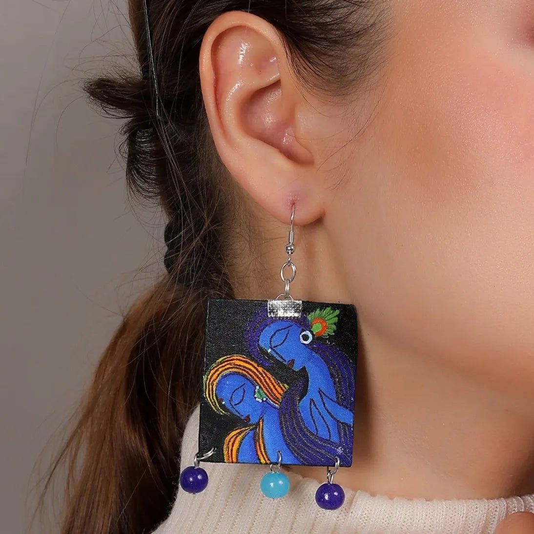 Neelesh Brij Ke Kanha Traditional Multi Color Hand Painted (Necklace Set) HP - NP - 199 - KHOJ.CITY