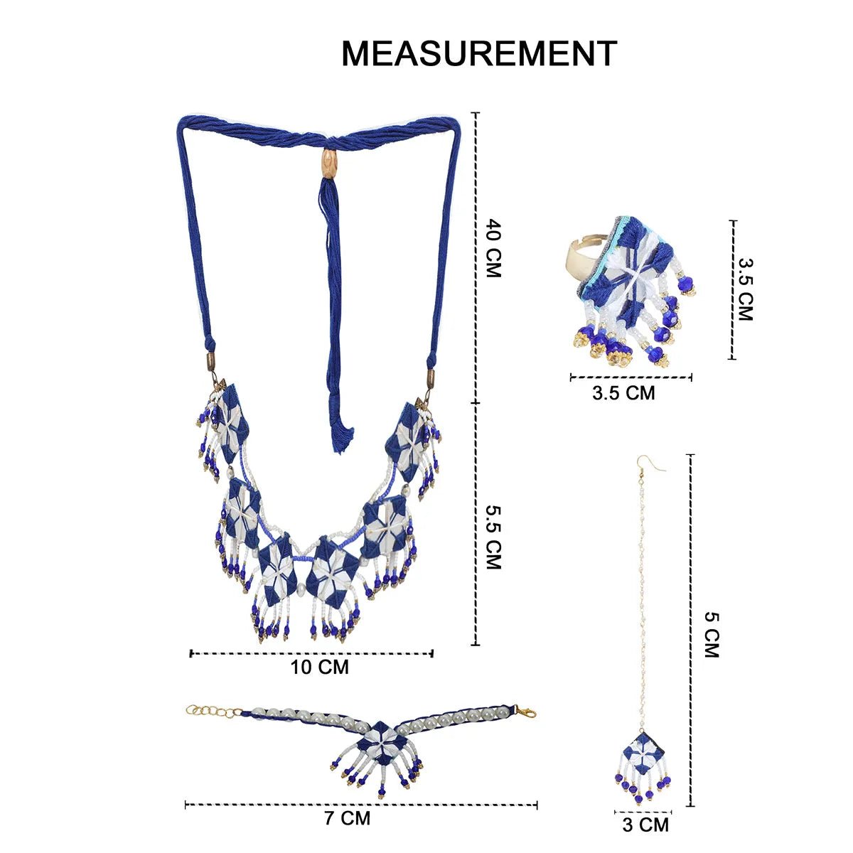 Nivi Mirror Classic Blue Handmade (Shaadi Set) HM - NP - KHOJ.CITY