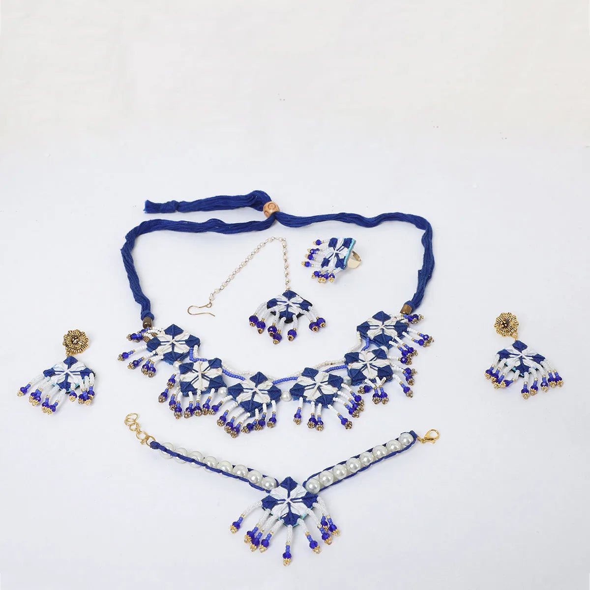 Nivi Mirror Classic Blue Handmade (Shaadi Set) HM - NP - KHOJ.CITY