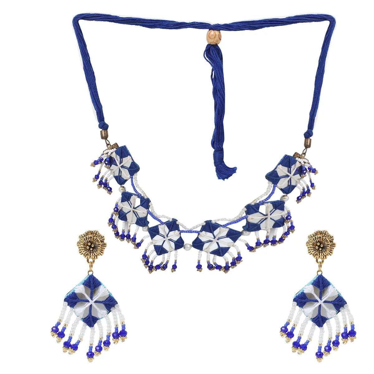 Nivi Mirror Classic Multi Color Handmade (Choker Set) HM - NP - 008 - KHOJ.CITY