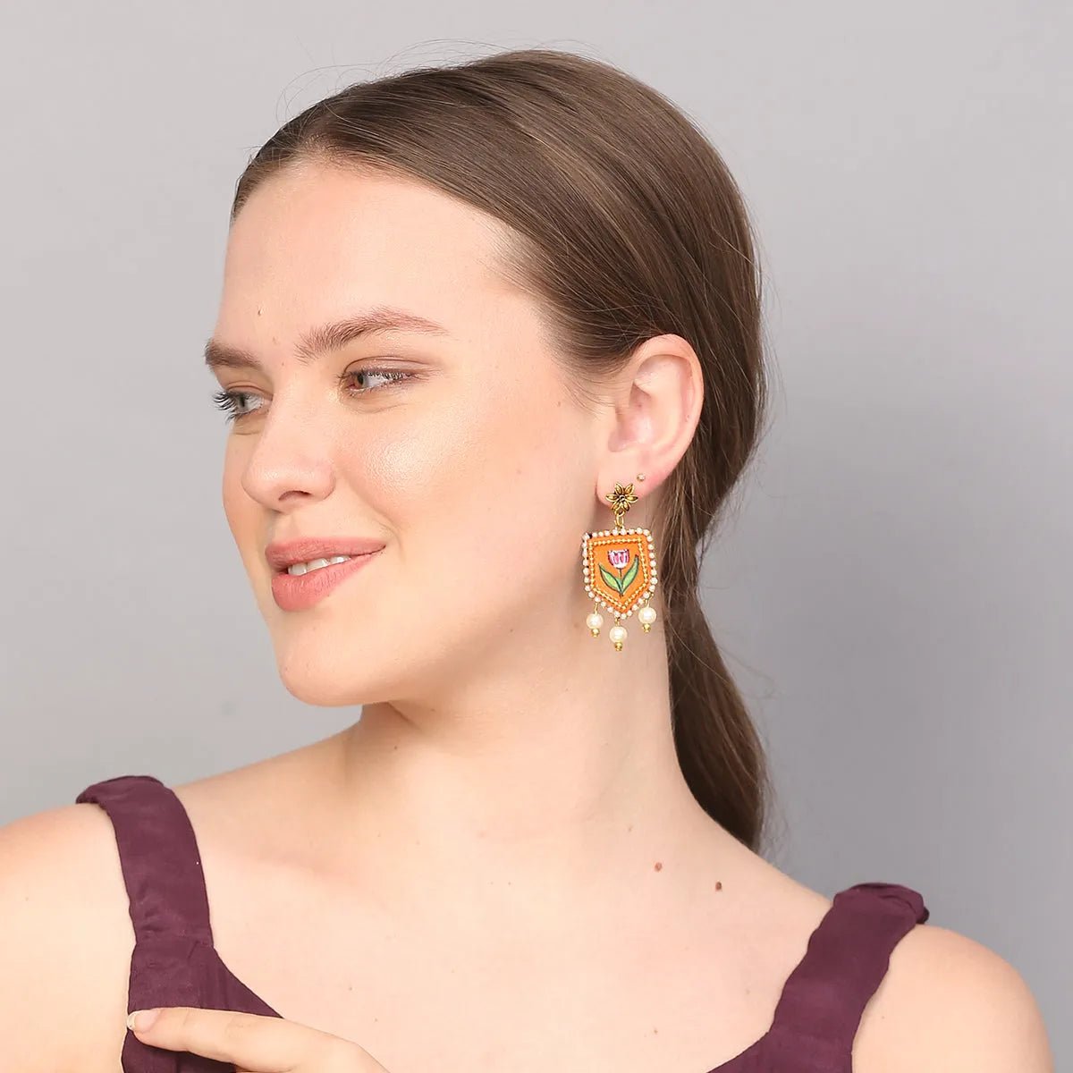 Ochre Classic Orange Handmade (Earrings) HP - ER - KHOJ.CITY