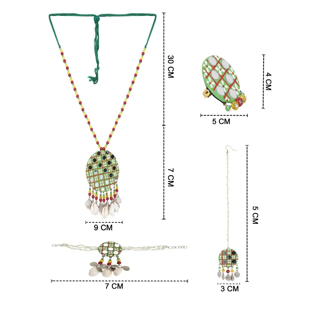 Olive Classic Multi Color Handmade Bridal Jewelry (Shaadi Set) - 013 - KHOJ.CITY