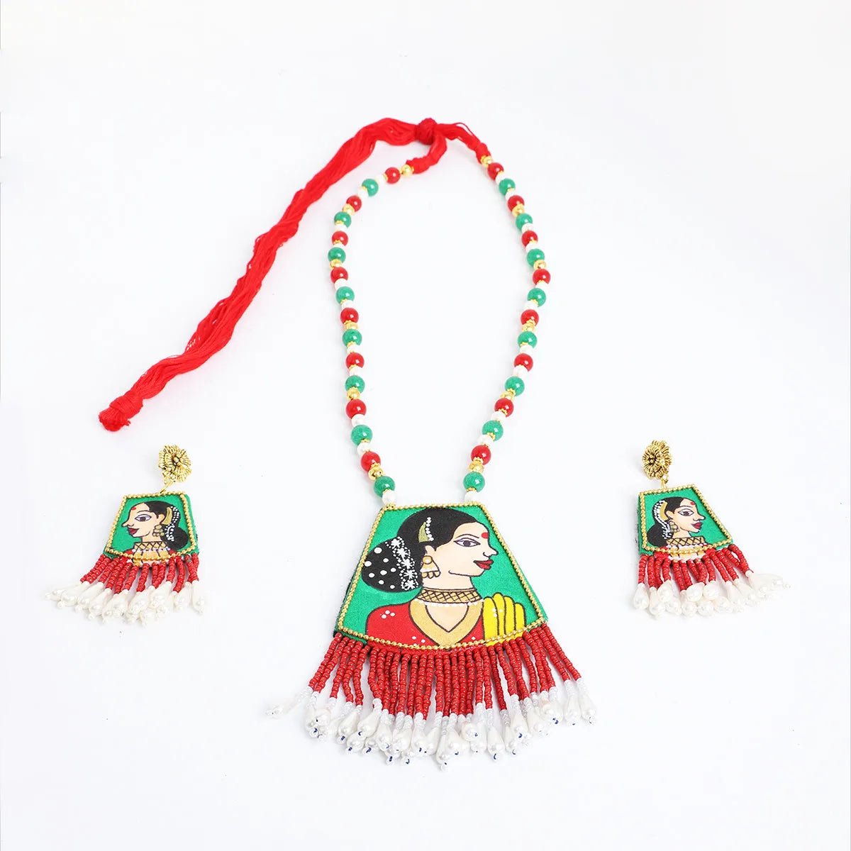 Padmini Classic Green Hand Painted (Necklace set) HP - NP - KHOJ.CITY