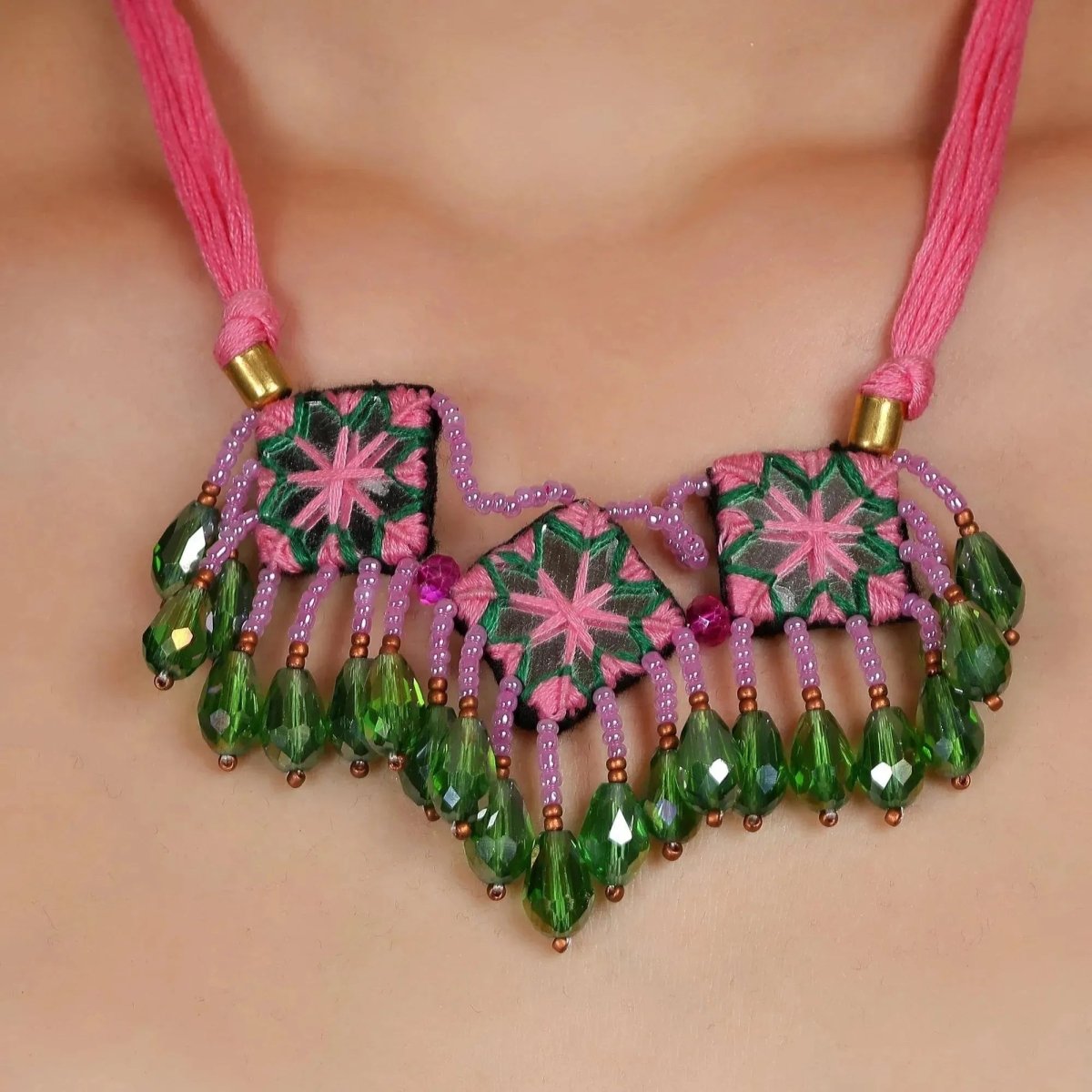 Patalah Mirror Classic Multi Color Handmade Jewelry (Choker) - 219 - KHOJ.CITY
