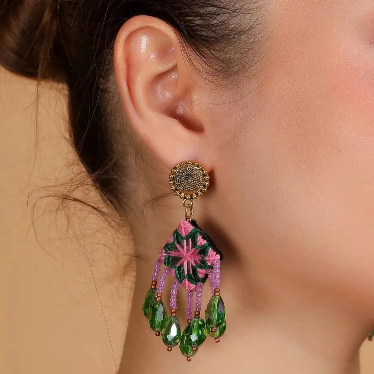 Patalah Mirror Classic Multi Color Handmade Jewelry (Earring) - HM - ER - 267 - KHOJ.CITY