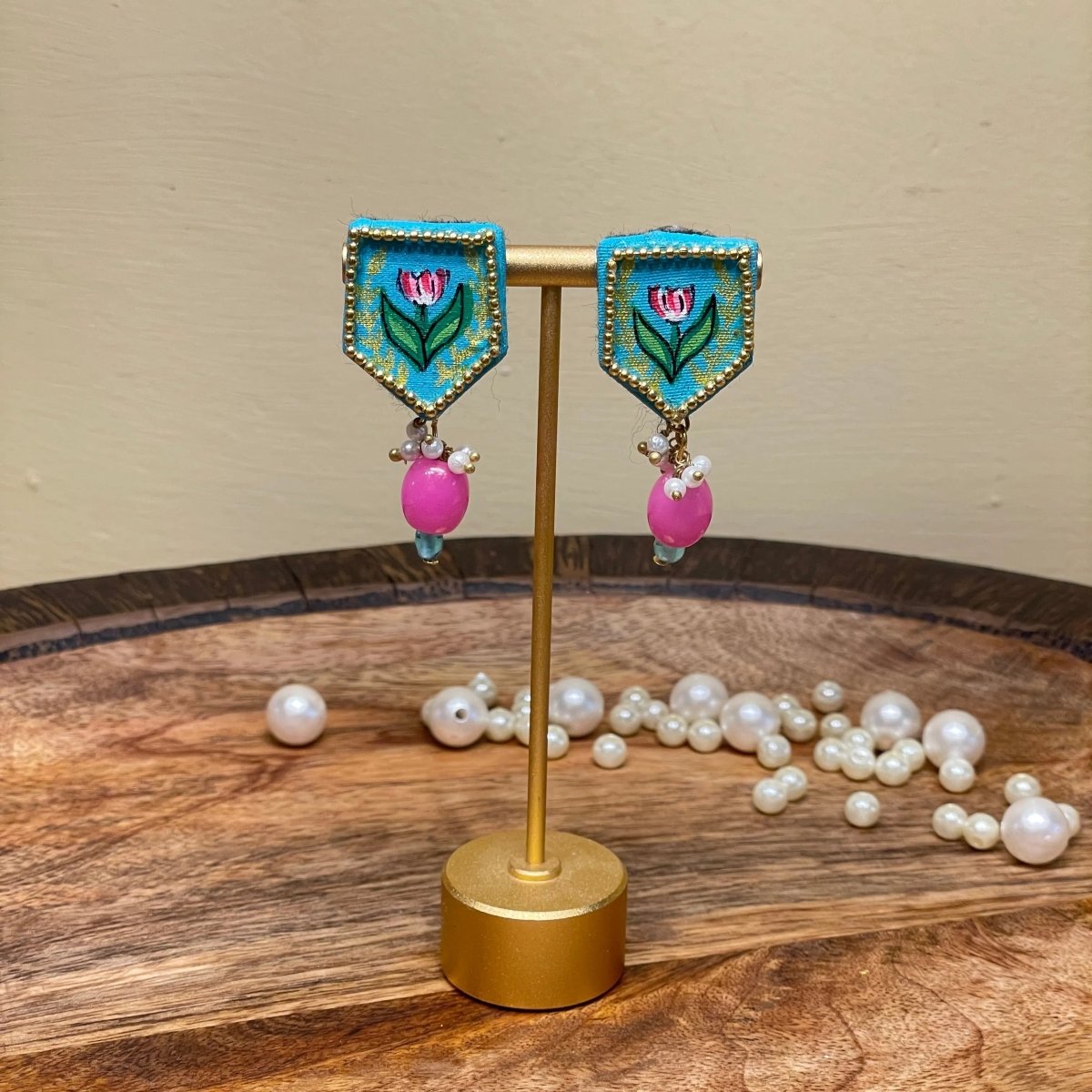 Penta Mini Classic Blue Handmade Stud (Earrings) HP - ER - KHOJ.CITY