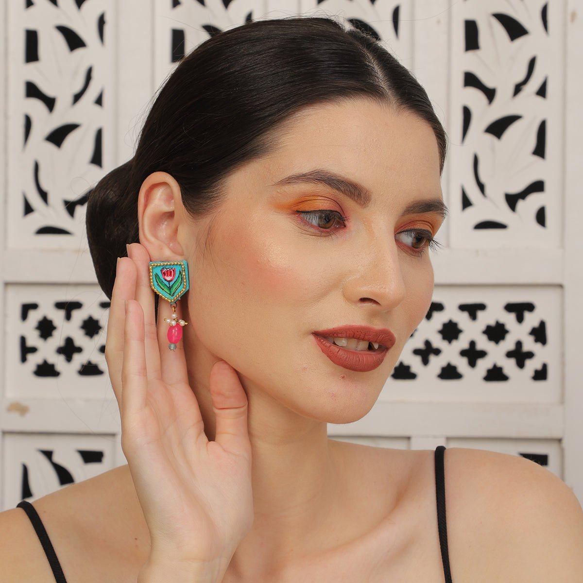 Penta Mini Classic Blue Handmade Stud (Earrings) HP - ER - KHOJ.CITY