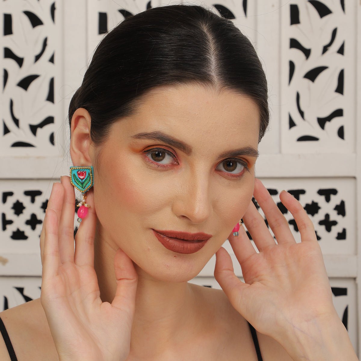Penta Mini Classic Blue Handmade Stud (Earrings) HP - ER - KHOJ.CITY