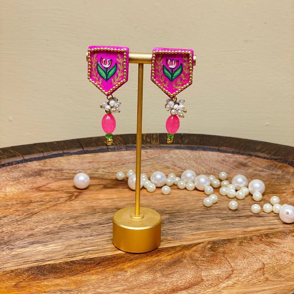Penta Mini Classic Dark Pink Handmade Stud (Earrings) HP - ER - KHOJ.CITY