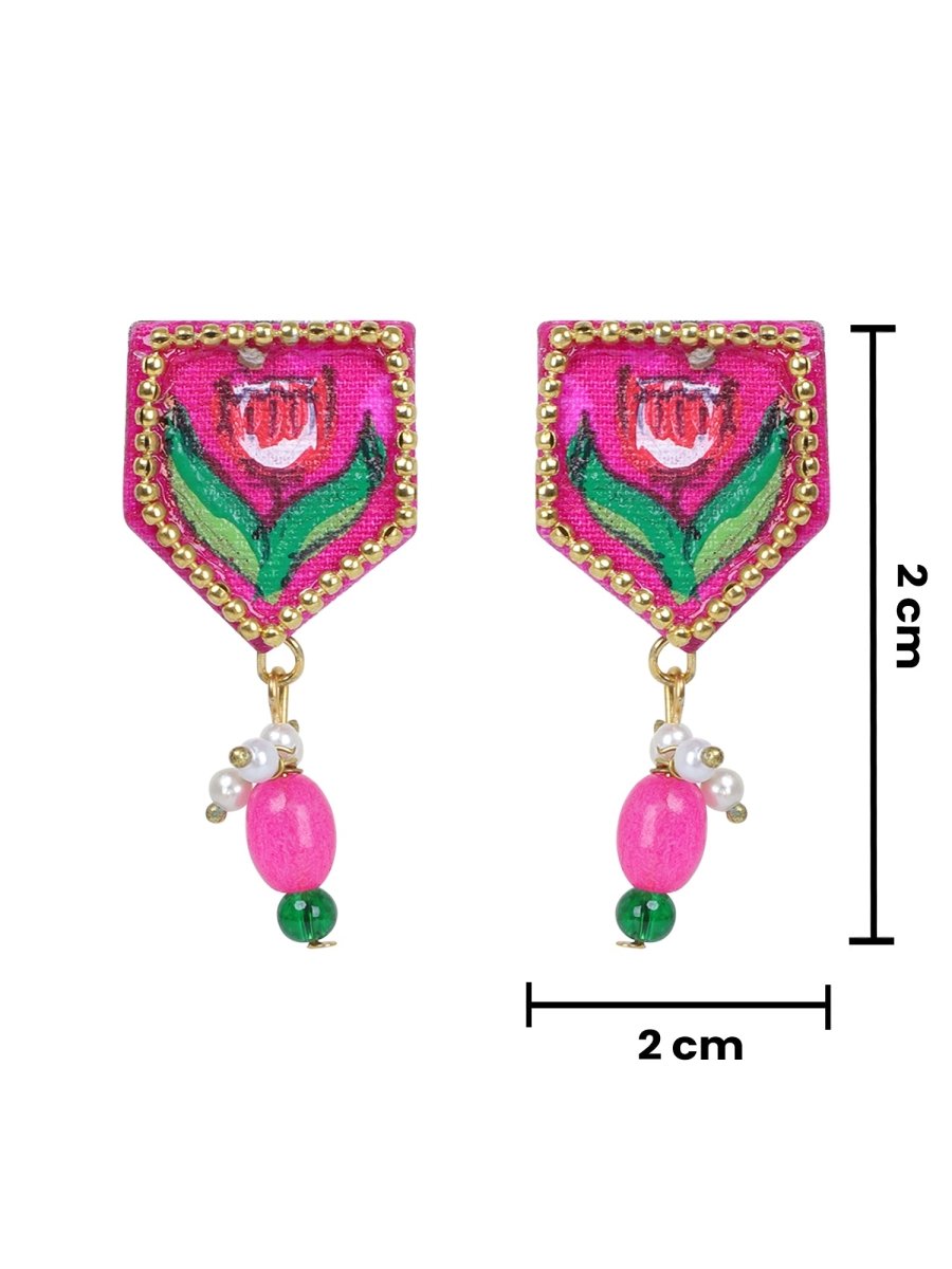 Penta Mini Classic Dark Pink Handmade Stud (Earrings) HP - ER - KHOJ.CITY