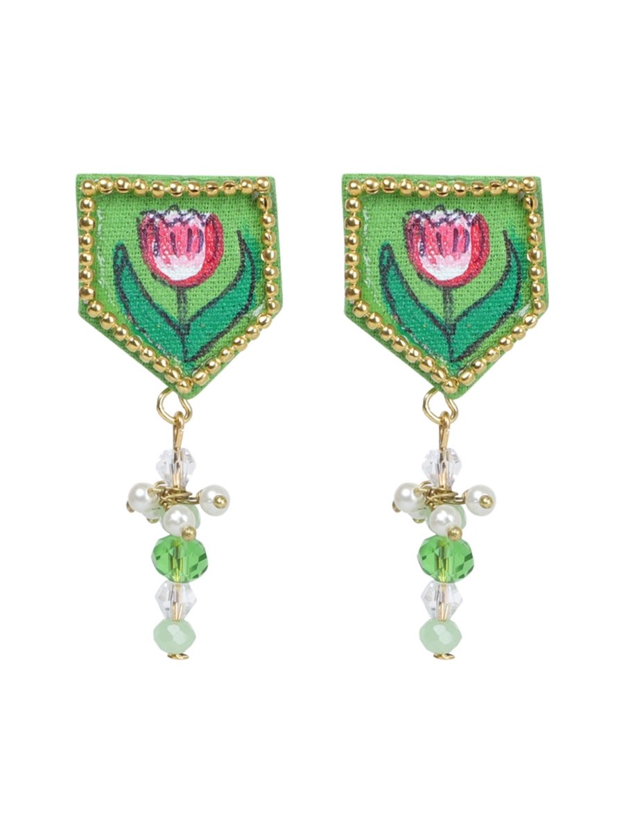 Penta Mini Classic Green Handmade Stud (Earrings) HP - ER - KHOJ.CITY