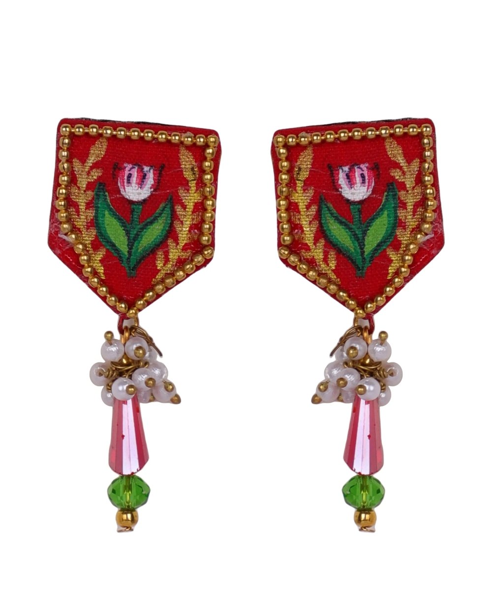 Penta Mini Classic Red Handmade Stud (Earrings) HP - ER - KHOJ.CITY
